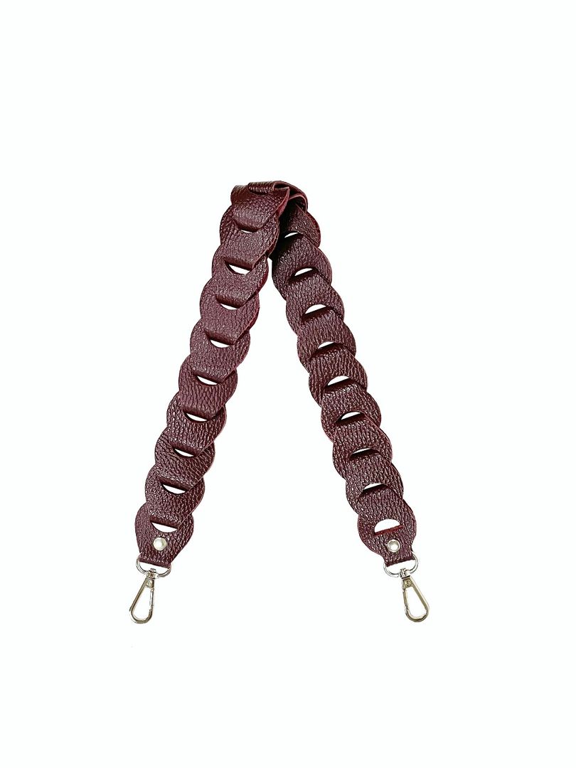 Короткий ремень для сумки из натуральной кожи темно-бордовый T006 burgundy