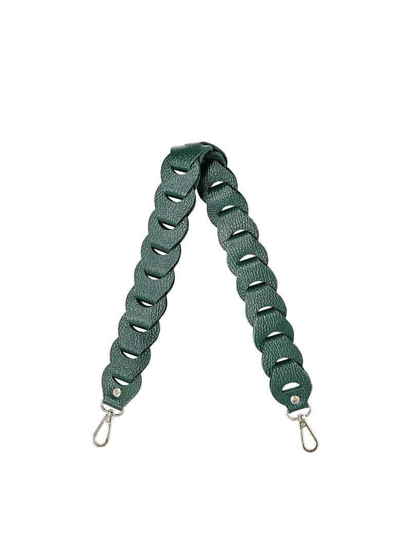 Короткий ремень для сумки из натуральной кожи темно-зеленый T006 emerald gr