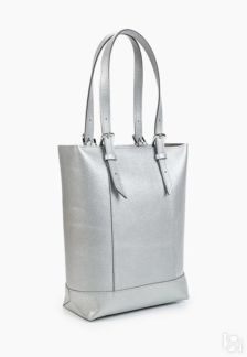 Женская сумка-шоппер из натуральной кожи серебристая A014 silver grain ZIPP