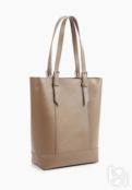 Женская кожаная сумка-шоппер серо-бежевая A014 taupe grain ZIPPER