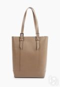 Женская кожаная сумка-шоппер серо-бежевая A014 taupe grain ZIPPER