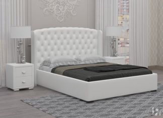 Кровать 2-спальная Dario Classic 200x200, Экокожа (Белый)