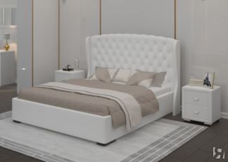 Кровать двуспальная Dario Grace Lite 200x200, Экокожа (Белый)