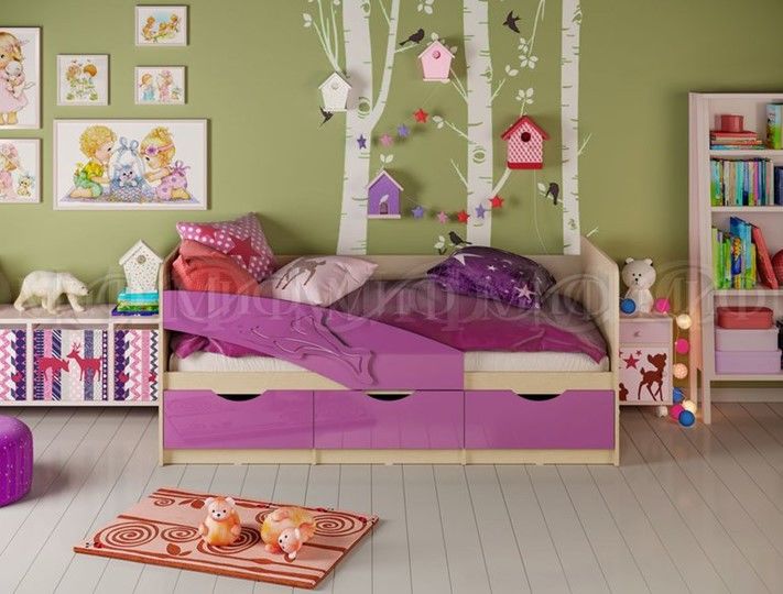 Кровать детская Дельфин, Фиолетовый глянец 80х180