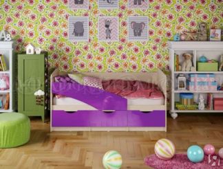 Кровать детская Бабочки 800*1600, Фиолетовый глянец