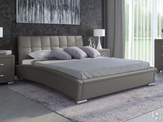 Кровать 2-спальная Corso-1L 160x200, Экокожа (Серый)