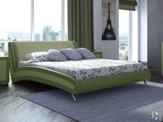 Кровать 2-х спальная Corso-2 160х200, Экокожа (Олива и зеленое яблоко)
