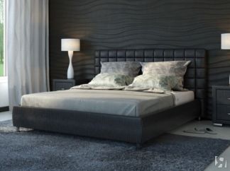 Двуспальная кровать Corso-3 140x200, Экокожа (Кайман черный)