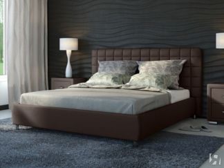 Двуспальная кровать Corso-3 140x200, Экокожа (Коричневый)