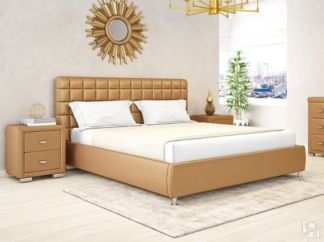 Двуспальная кровать Corso-3 200x200, Экокожа (Латунный перламутр)