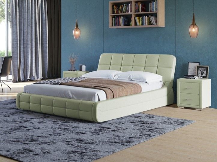 Кровать 2-спальная Corso-6 140x200, Экокожа (Зеленое яблоко)