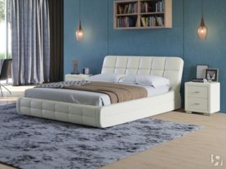 Двуспальная кровать Corso-6 140x200, Экокожа (Молочный перламутр)