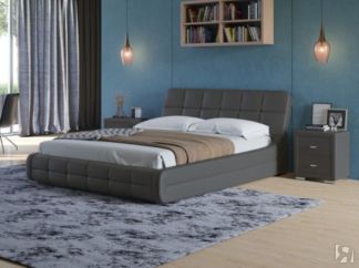 Кровать 2-спальная Corso-6 140x200, Экокожа (Темно-серый)