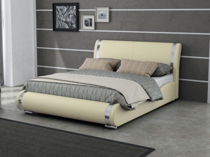 Кровать спальная Corso-8 160x200, Экокожа (Кремовый)