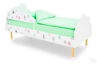 Кровать в детскую Stumpa Облако "Домики розовый, бирюзовый"