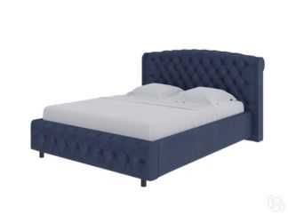 Кровать 2-спальная Salvatore 160x200, Экокожа (Темно-синий)