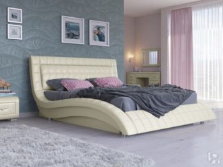 Двуспальная кровать с механизмом Атлантико 140x200, Экокожа (Молочный перла