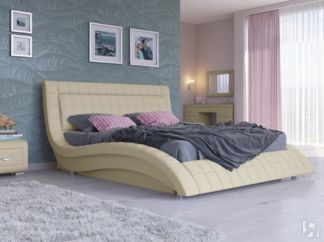 Двуспальная кровать с механизмом Атлантико 180x200, Экокожа (Кремовый)