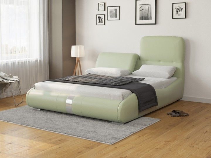 Кровать 2-спальная Лукка 200х200, Экокожа (Зеленое яблоко)