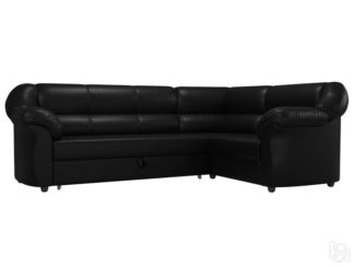 Угловой диван для гостиной Карнелла, Черный (экокожа)