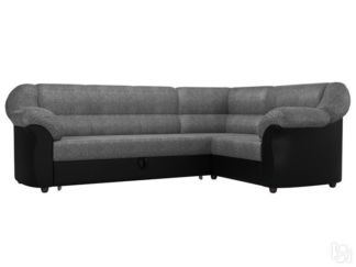 Большой угловой диван Карнелла, Серый/Черный (рогожка/экокожа)