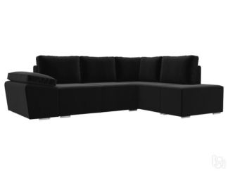 Угловой диван для гостиной Хавьер, Черный (микровельвет)