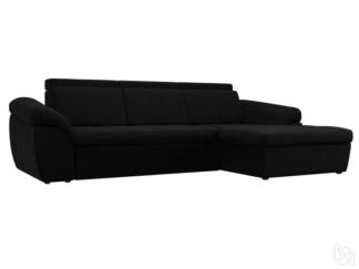 Угловой диван для гостиной Мисандра, Черный (микровельвет)
