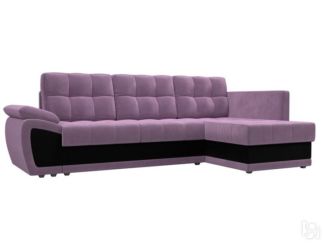Угловой диван для гостиной Нэстор прайм, Сиреневый/Черный (микровельвет)