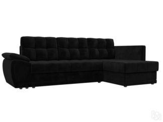 Угловой диван для гостиной Нэстор прайм, Черный (велюр)