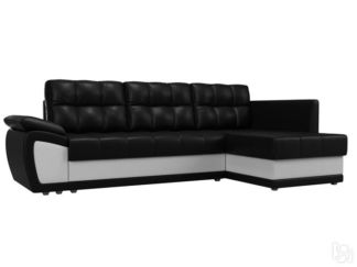 Угловой раскладной диван Нэстор прайм, Черный/Белый (экокожа)