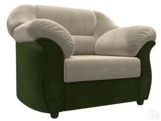 Кресло в гостиную Карнелла, Бежевый/Зеленый (микровельвет)