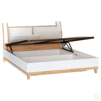 Кровать в спальню Бари 1600 с подъёмным механизмом Дуб Золотой/Белый ЛД 698