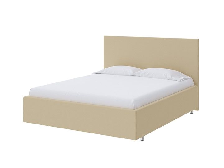 Двуспальная кровать Flat 160х200, Экокожа (Бежевый)