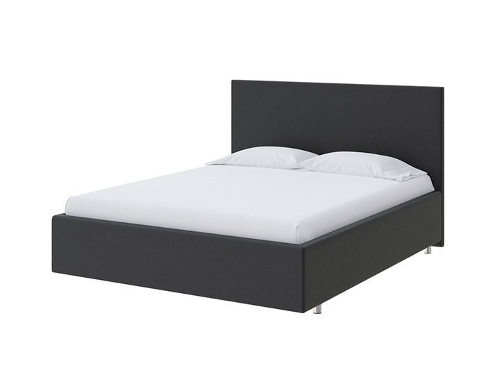 Кровать полутороспальная Flat 140х200, Экокожа (Черный)