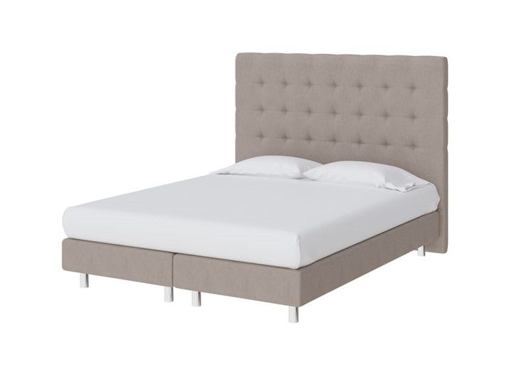 Кровать полутороспальная Madrid Boxspring Elite 140х200, Рогожка (Тетра Беж фото 1