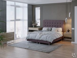 Кровать 2-спальная Madrid Boxspring Elite 160х200, Рогожка (Тетра Слива)