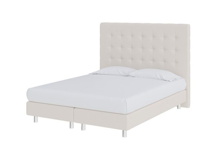 Кровать 1,5-спальная Madrid Boxspring Elite 140х200, Рогожка (Savana Milk ( фото 1