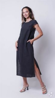 Платье 5169-100 льняное  черное 56