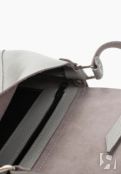 Женская кожаная сумка на плечо серая A003 grey grain