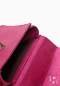 Женская сумка трапеция из натуральной кожи розовая A023 fuchsia mini grain
