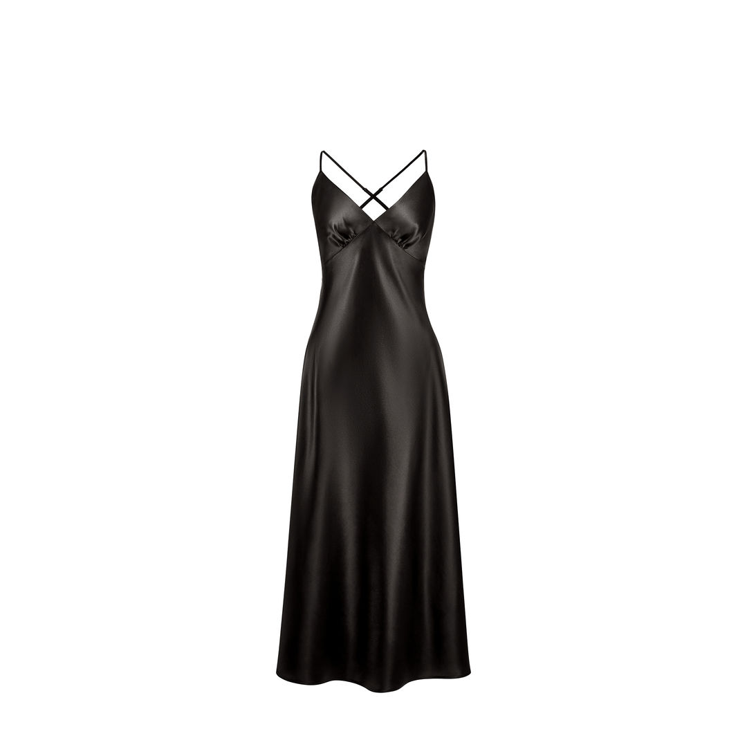 Сорочка Ayris Silk  из натурального шёлка, арт. 5017, цвет глубокий чёрный