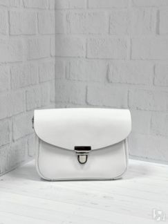 Женская кожаная сумка на пояс белая A001 white mini