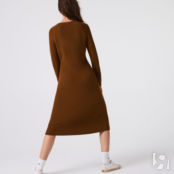 Платье из шерсти Lacoste коричневое