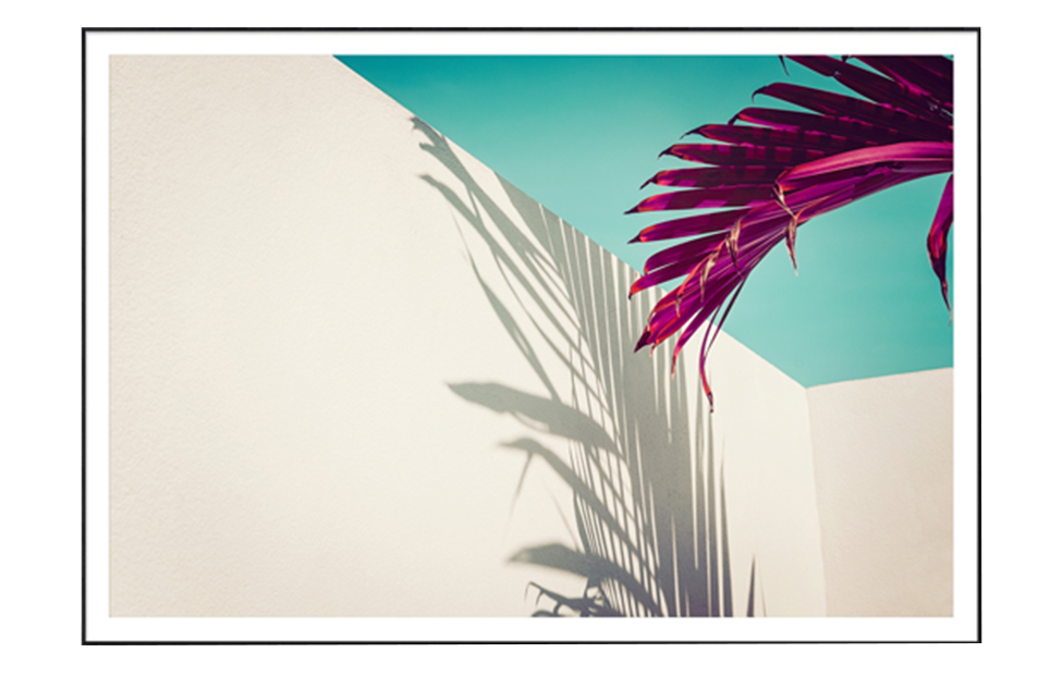 Постер «Яркий геометрический коллаж с пальмовым листом» (44 х 62 см) Ангстр