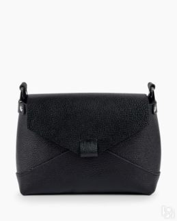 Женская сумка через плечо из натуральной кожи черная A003 black grain
