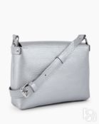 Женская сумка через плечо из натуральной кожи серебряная A002 silver grain