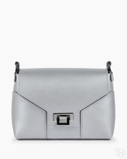Женская сумка через плечо из натуральной кожи серебристая A011 silver