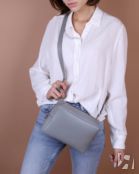 Женская сумка через плечо из натуральной кожи серая A007 grey