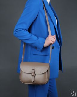 Женская сумка через плечо из натуральной кожи серо-бежевая A016 taupe