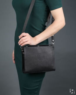 Женская сумка из натуральной кожи черная A013 black grain